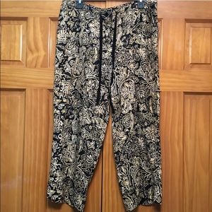 Cabi Linen Capri Pants Black/Cream Size Medium